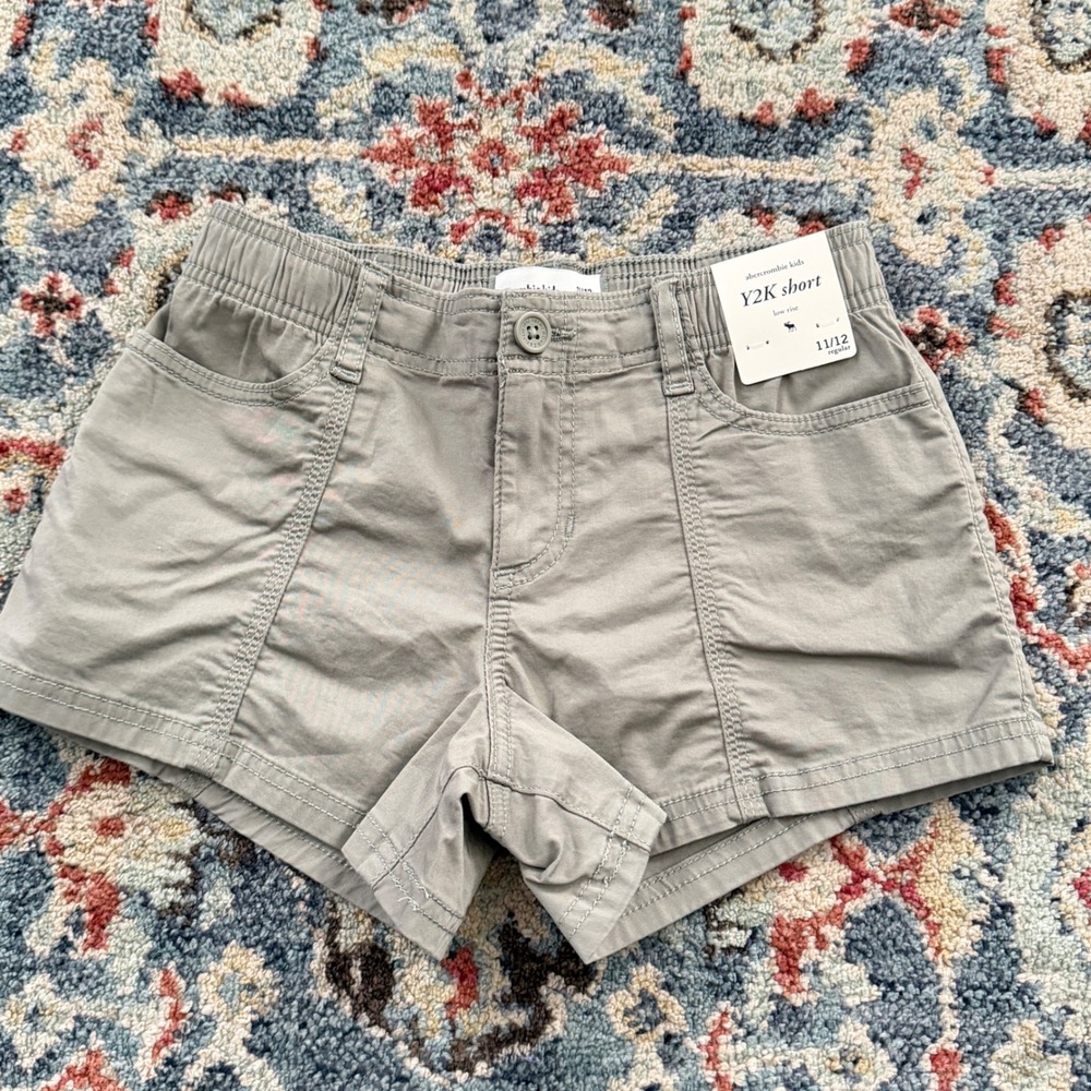 Abercrombie Kids Y2K Short Girls 11/12 Olive Low Rise Utility NWT